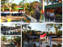 SOSIALISASI BERBAGAI ATURAN, KANIT BINMAS POLSEK BINJAI MENJADI PEMBINA UPACARA DI SMP 1 KEC. BINJAI