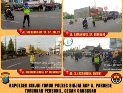 KAPOLSEK BINJAI TIMUR POLRES BINJAI AKP A. PARDEDE TURUNKAN PERSONIL, CEGAH GANGGUAN KAMSELTIBCARLANTAS DI PAGI HARI