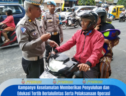 SATLANTAS POLRES BINJAI BERIKAN EDUKASI TERTIB BERLALU LINTAS DALAM RANGKA OPERASI KESELAMATAN TOBA 2023