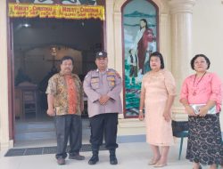 POLSEK SEI BINGAI GELAR ANGGOTA PADA GEREJA, JAMIN KELANCARAN KEGIATAN IBADAH