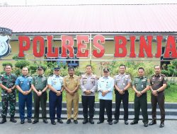 KAPOLRES DAN FORKOPIMDA BINJAI TERIMA SAMBUT KUNJUNGAN KERJA DALAM NEGERI (KKDN) SETJEN WANTANNAS