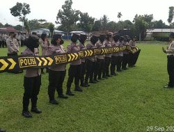Polres Binjai laksanakan Latihan Dalmas dalam rangka persiapan Pemilu 2024.