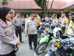 Kapolres Binjai Cek Ranmor Dinas Dalam Rangka Kesiapan Operasi Mantap Brata Toba 2023-2024