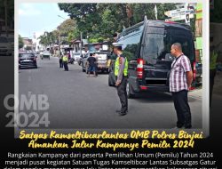 Satgas Kamseltibcarlantas OMB Polres Binjai Amankan Jalur Kampanye Pemilu 2024