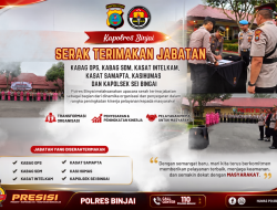 Kapolres Binjai Serah Terimakan Jabatan Dua Kabag, Dua Kasat, Kapolsek Sei Bingai Dan Kasi Humas