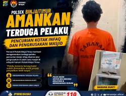 Polsek Binjai Timur Amankan Terduga Pelaku Pencurian Kotak Infaq dan Pengrusakan Masjid